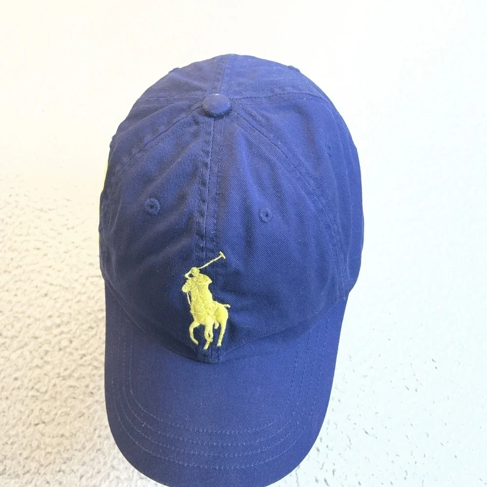 VINTAGE Ralph Lauren Polo Hat Cap Strap Back Blue Big Pony Kids‎ Boys Youth Golf